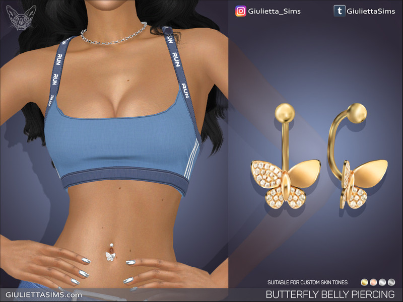 Sims 4 Butterfly Belly Piercing (left brow ring category) by Feyona