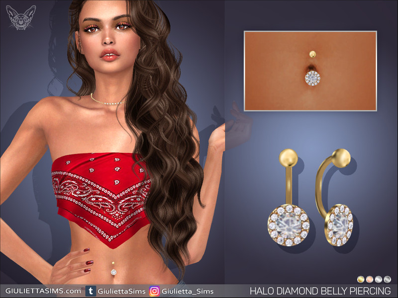 Sims 4 Halo Diamond Belly Piercing (left brow ring category) by Feyona