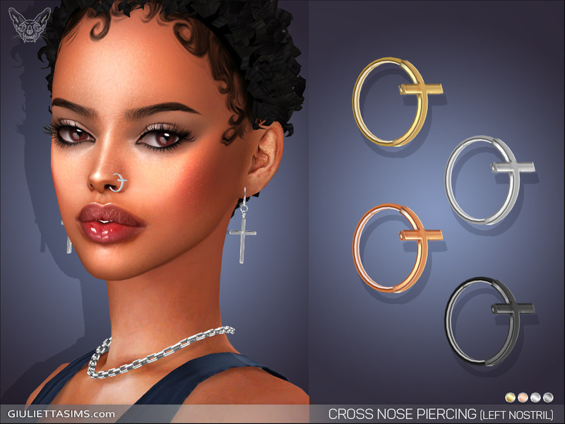 Sims 4 Cross Nose Piercing (Left Nostril) by feyona