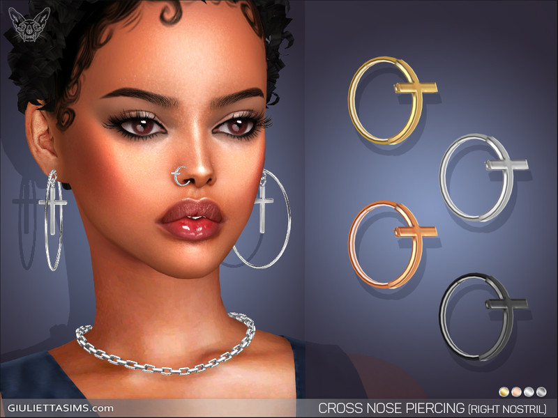 Sims 4 Cross Nose Piercing (Right Nostril) by feyona