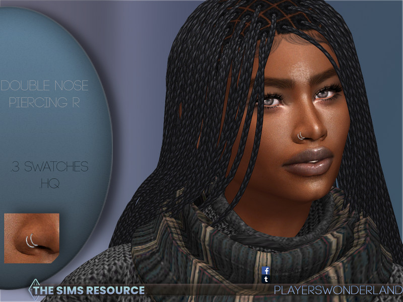 Sims 4 Double Nose Piercing R by PlayersWonderland