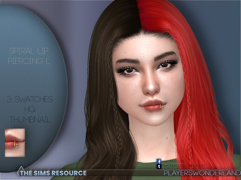 Sims 4 PWSpiralPiercingLipL by PlayersWonderland