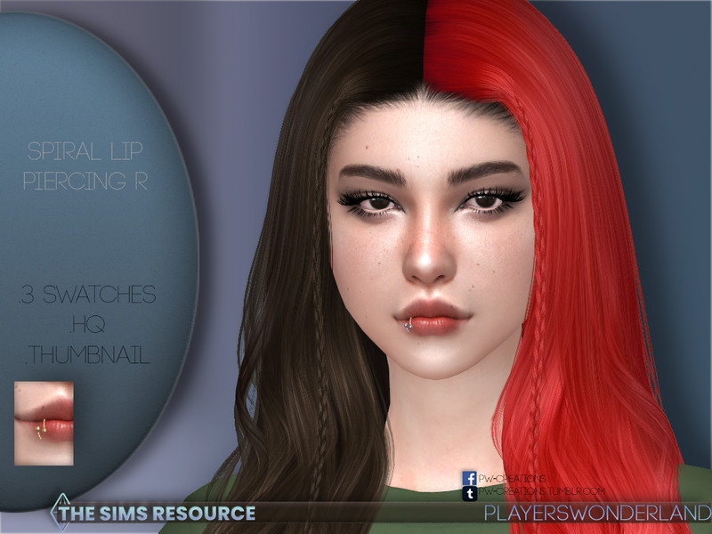 Sims 4 PWSpiralPiercingLipR by PlayersWonderland