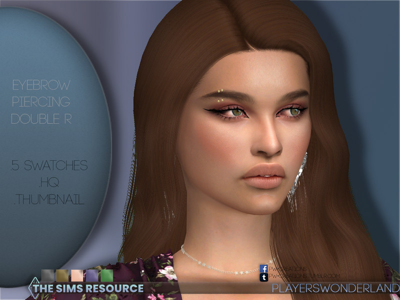 Sims 4 Eyebrow Piercing Double R by PlayersWonderland