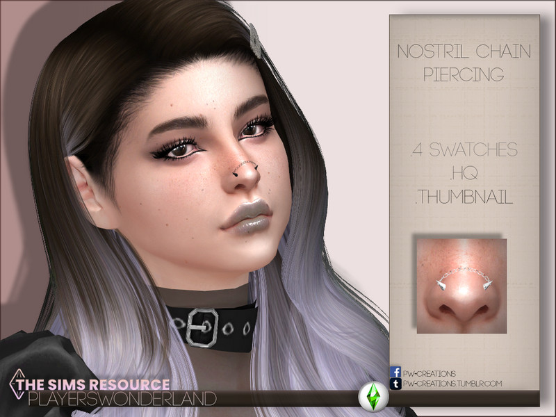 Sims 4 Nostril Chain Piercing by PlayersWonderland