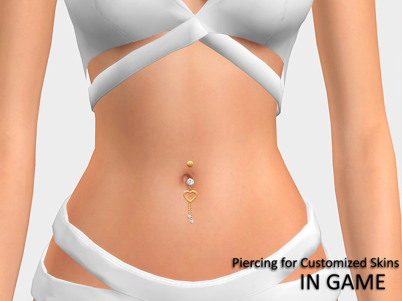 Sims 4 Diamond Heart Belly Piercing B (for Customized Skins) by WisteriaSims