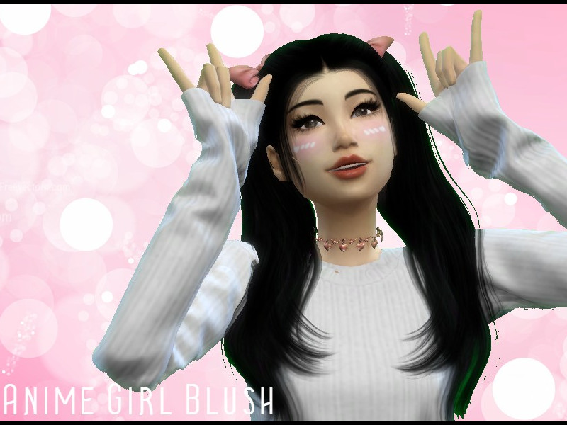 Sims 4 Ts4 Anime Girl Blush by BitchyWaffles