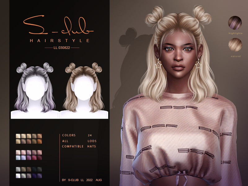 Sims 4 Double Bun hairstyle (Yuki) by S-Club