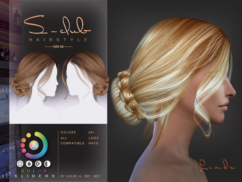 Sims 4 Braid bun hairstyle by S-Club by S-Club