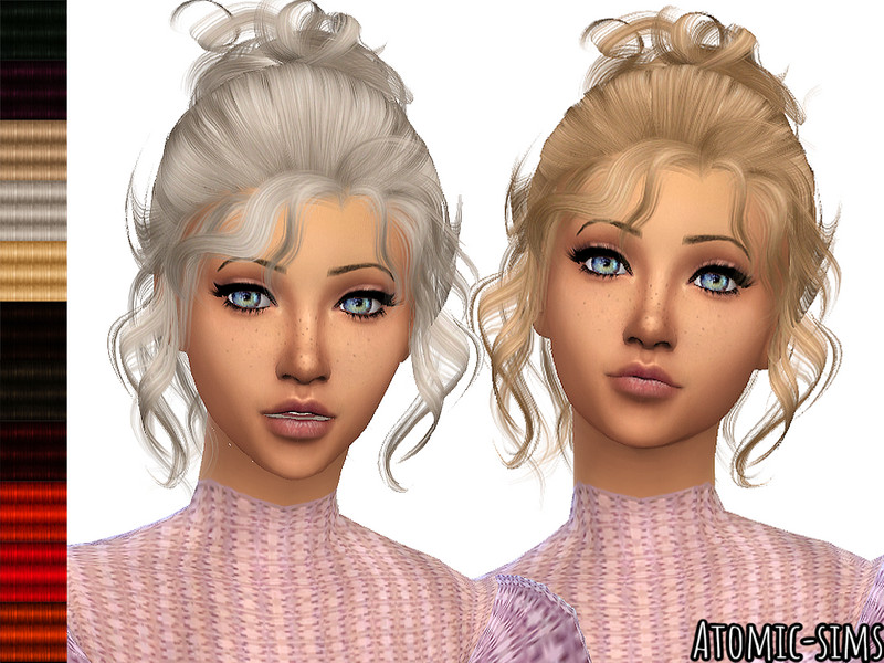 Sims 4 Curly bun hairstyle (Cecile) retexture by Daweesims