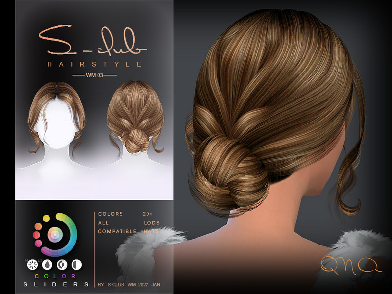 Sims 4 Elegante bun hairstyles (ANA) by S-Club by S-Club