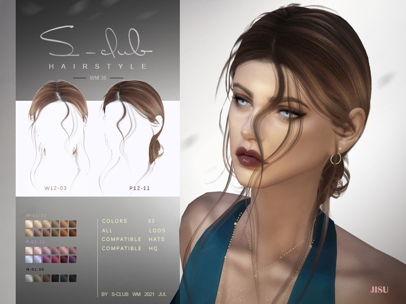 Sims 4 Natural windy hairstyles with bun JISU by S - Club by S-Club