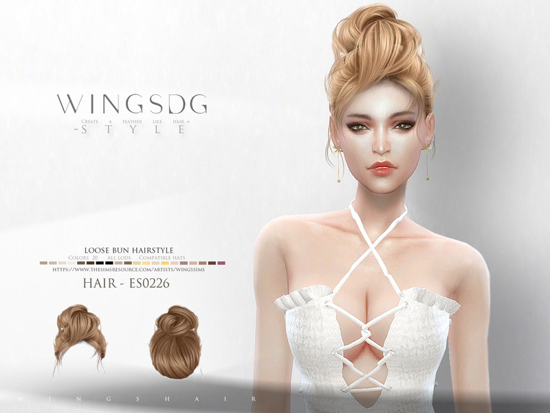 Sims 4 loose bun hairstyle ES0226 by wingssims