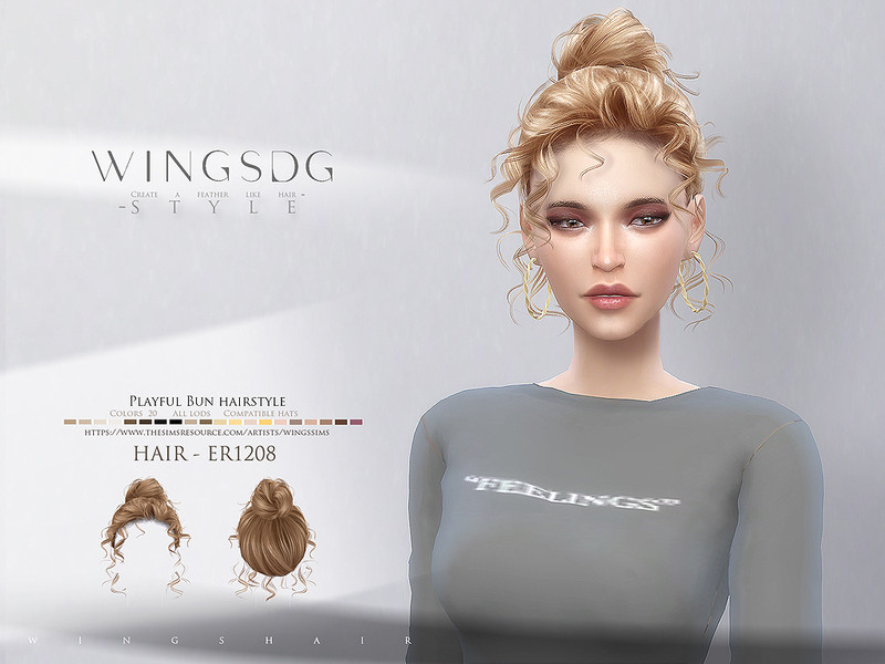 Sims 4 Playful Bun hairstyle ER1208 by wingssims