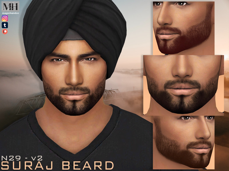 Sims 4 Suraj Beard N29 - V2 by MagicHand