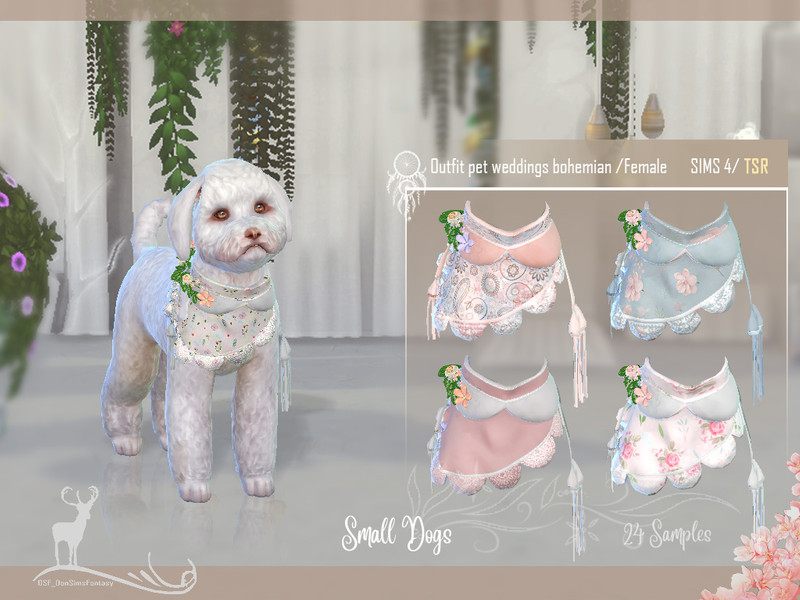 Sims 4 Small Dog Suit / Bohemian Wedding/ Female by DanSimsFantasy