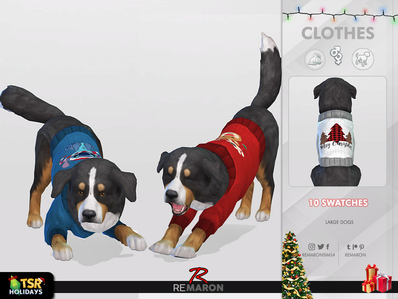Sims 4 Holiday Wonderland - Christmas Sweater for Large Dogs 01 by remaron