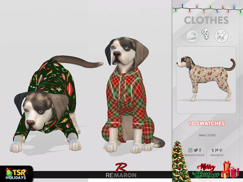 Sims 4 Holiday Wonderland - Jumpsuits for Small Dogs 01 by remaron