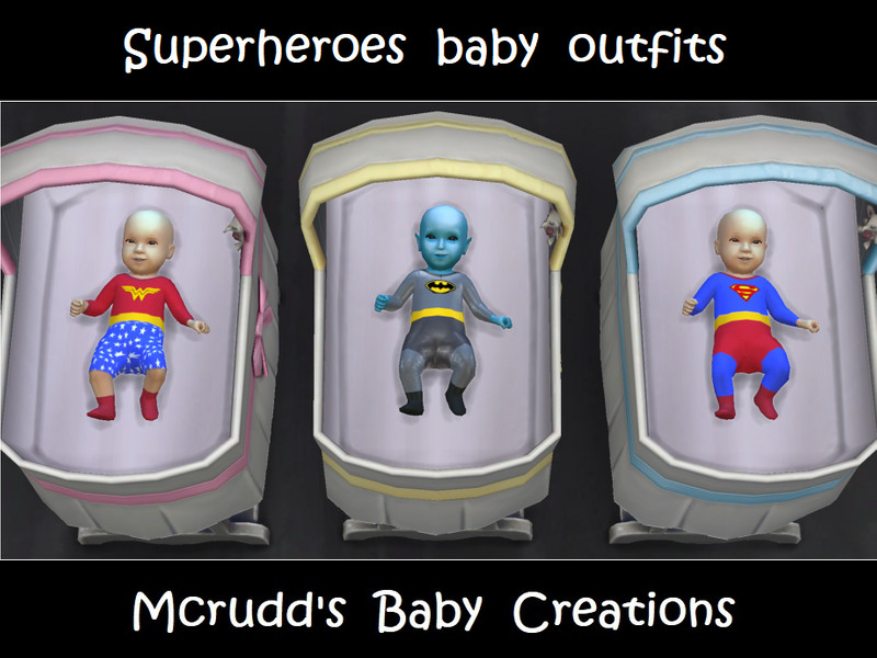 Sims 4 Superheroes baby outfits by mcrudd