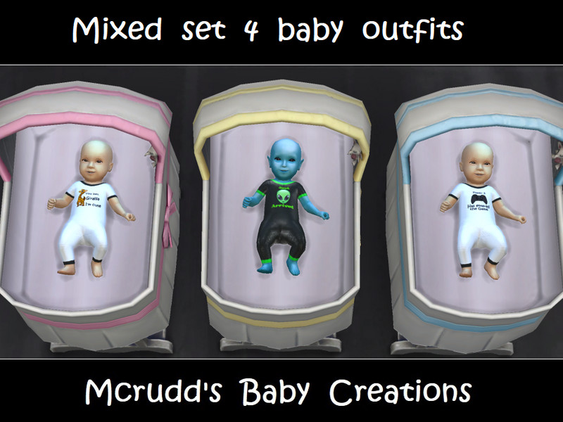 Sims 4 Mixed set 4 baby outfits by mcrudd