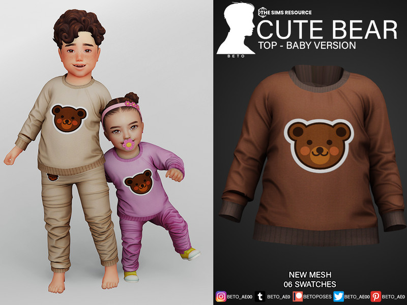 Sims 4 Cute Bear (Top - Baby Version) by Beto_ae0
