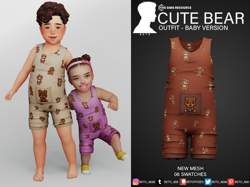 Sims 4 Cute Bear (Outfit - Baby Version) by Beto_ae0