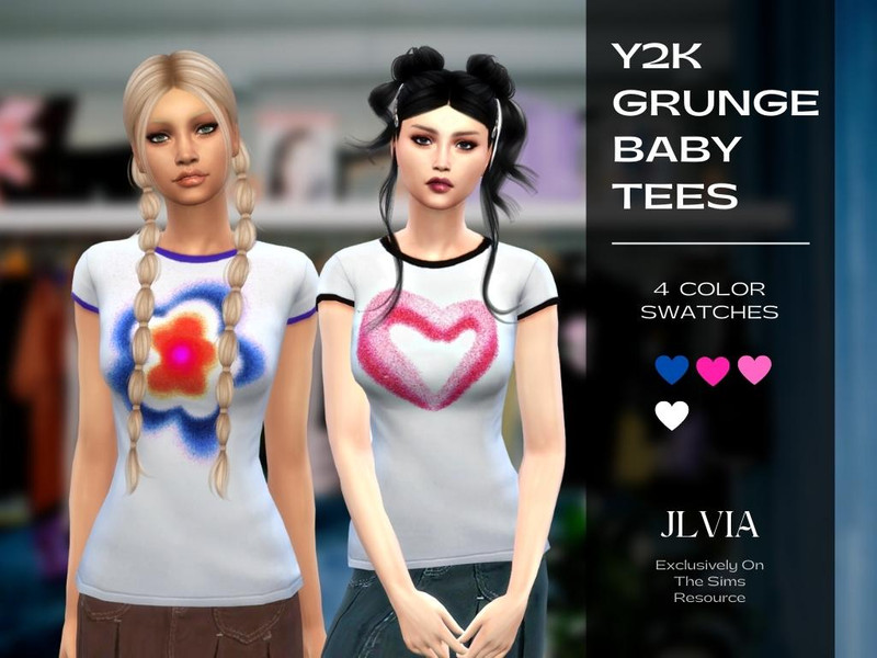 Sims 4 Y2k Grunge Baby Tees by JLVIA