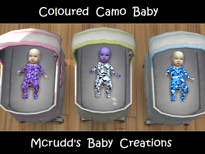 Sims 4 Coloured Camo baby outfit by mcrudd