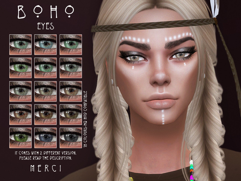 Sims 4 Boho Eyes (2 Replacement Options) by -Merci-