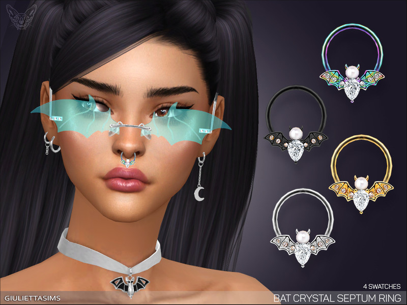 Sims 4 Bat Crystal Septum Nose Ring by feyona