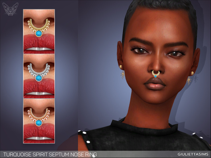 Sims 4 Turquoise Spirit Septum Nose Ring by feyona