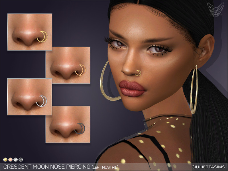 Sims 4 Crescent Moon Nose Ring (left nostril) by feyona