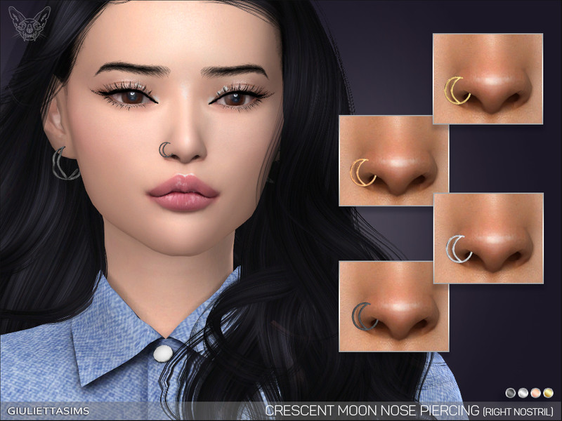 Sims 4 Crescent Moon Nose Ring (right nostril) by feyona