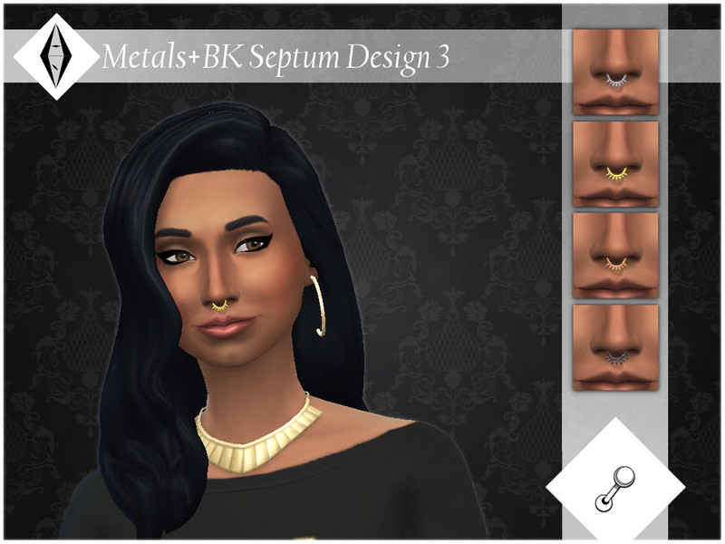 Sims 4 Metals+BK Septum Design 3 NoseRingR by AleNikSimmer