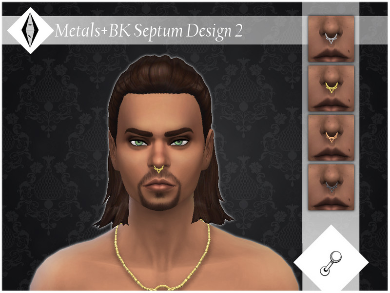 Sims 4 Metals+BK Septum Design 2 NoseRingR by AleNikSimmer