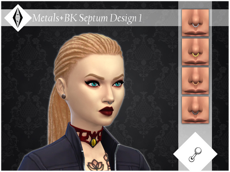Sims 4 Metals+BK Septum Design 1 NoseRingR by AleNikSimmer