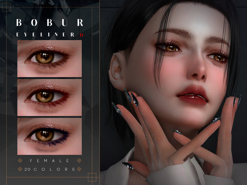 Sims 4 Smoky Eyeliner with 2D eyelashes by Bobur3