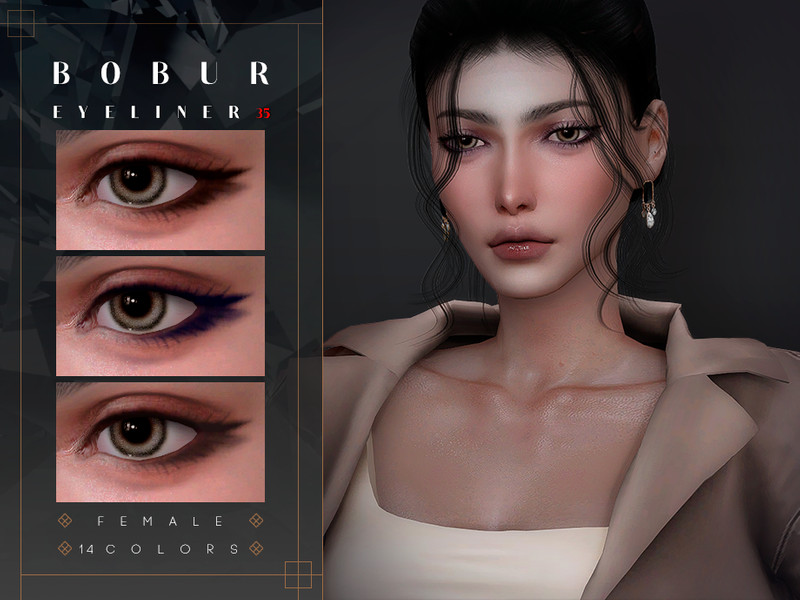 Sims 4 Double Eyeliner with 2D eyelashes by Bobur3