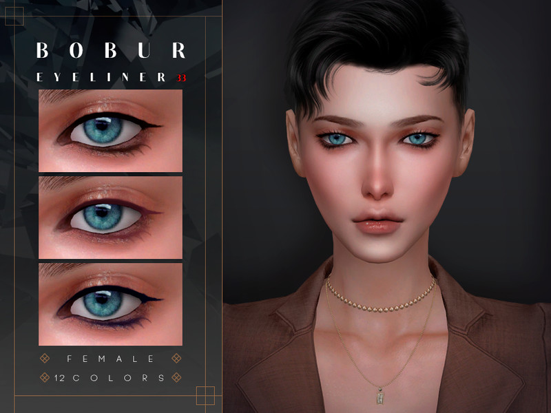 Sims 4 Double Eyeliner with 2D eyelashes by Bobur3
