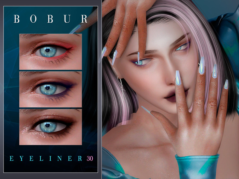 Sims 4 Smoky eyeliner with 2D eyelashes by Bobur3