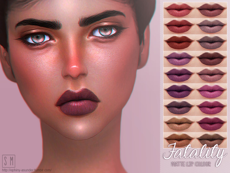 Sims 4 [ Fatality ] - Matte Lip Colour by Screaming Mustard