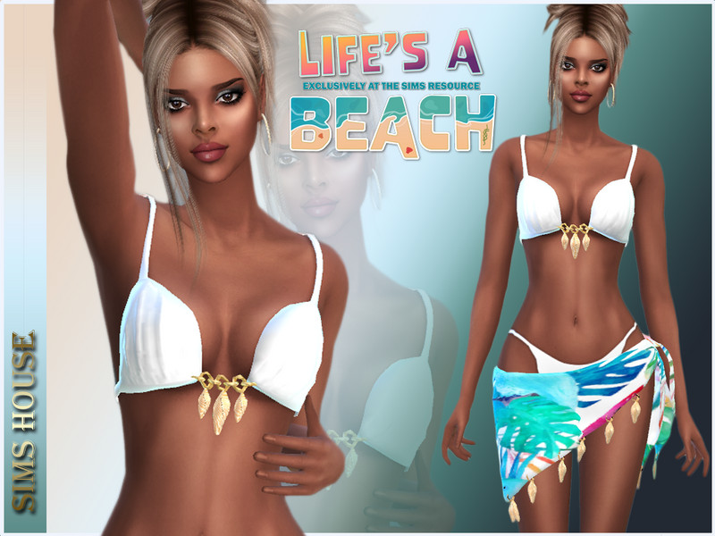 Sims 4 A Beach SWIMSUIT TOP WITH LEAVES by Sims House