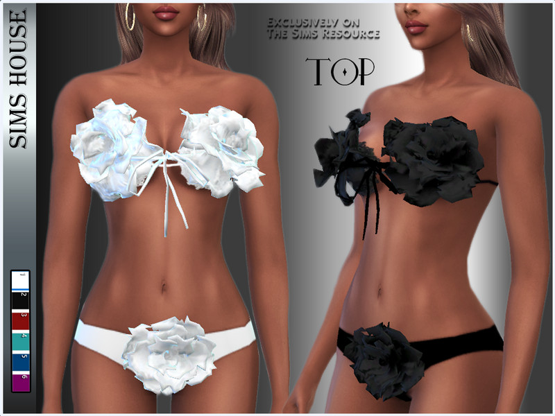Sims 4 SWIMSUIT TOP FLOWERS by Sims House