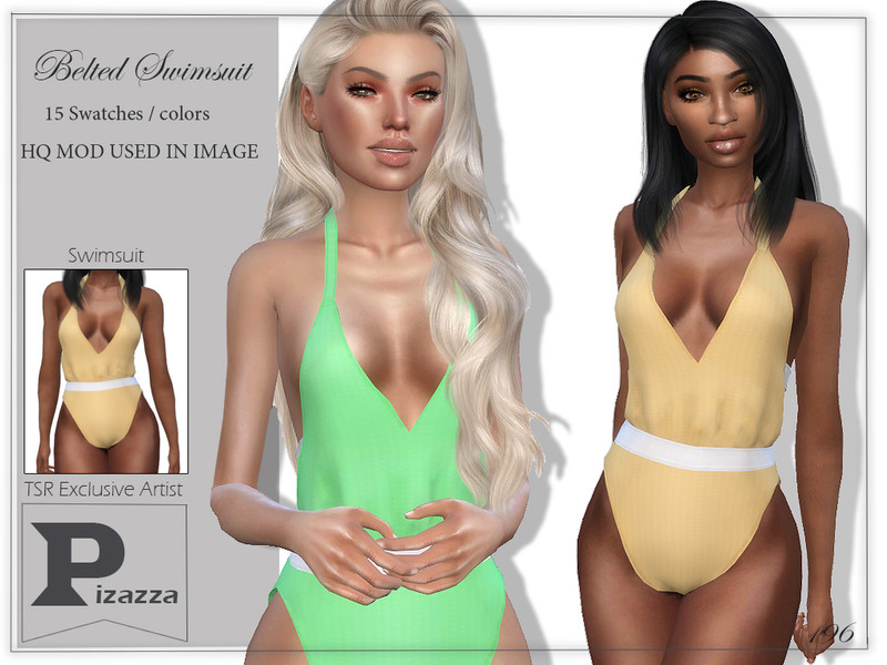 Sims 4 Belted Swimsuit by pizazz