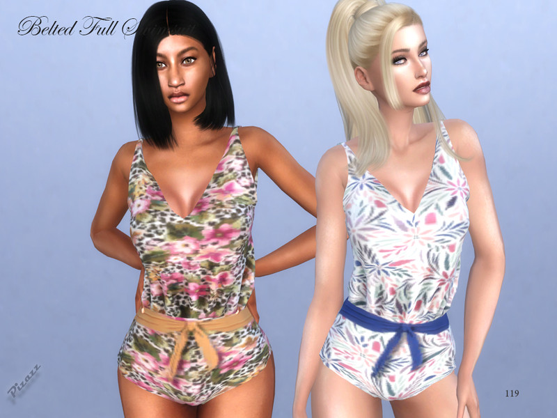 Sims 4 Belted Full Swimsuit by pizazz