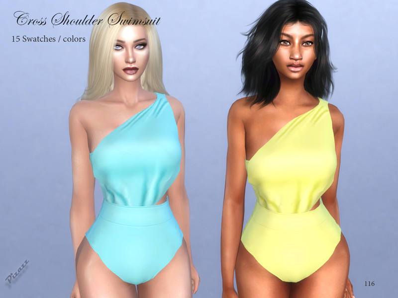 Sims 4 Cross Shoulder Swimsuit by pizazz