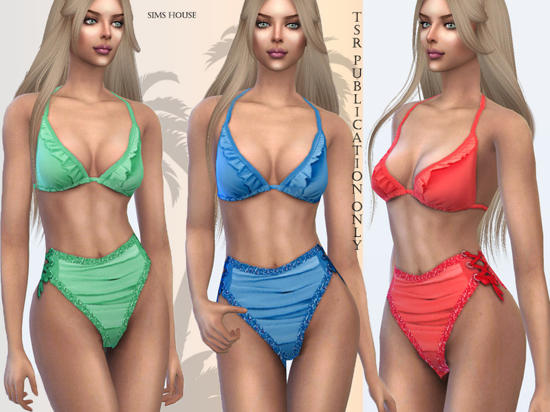 Sims 4 Tropics swimsuit with ruffles on bra by Sims House