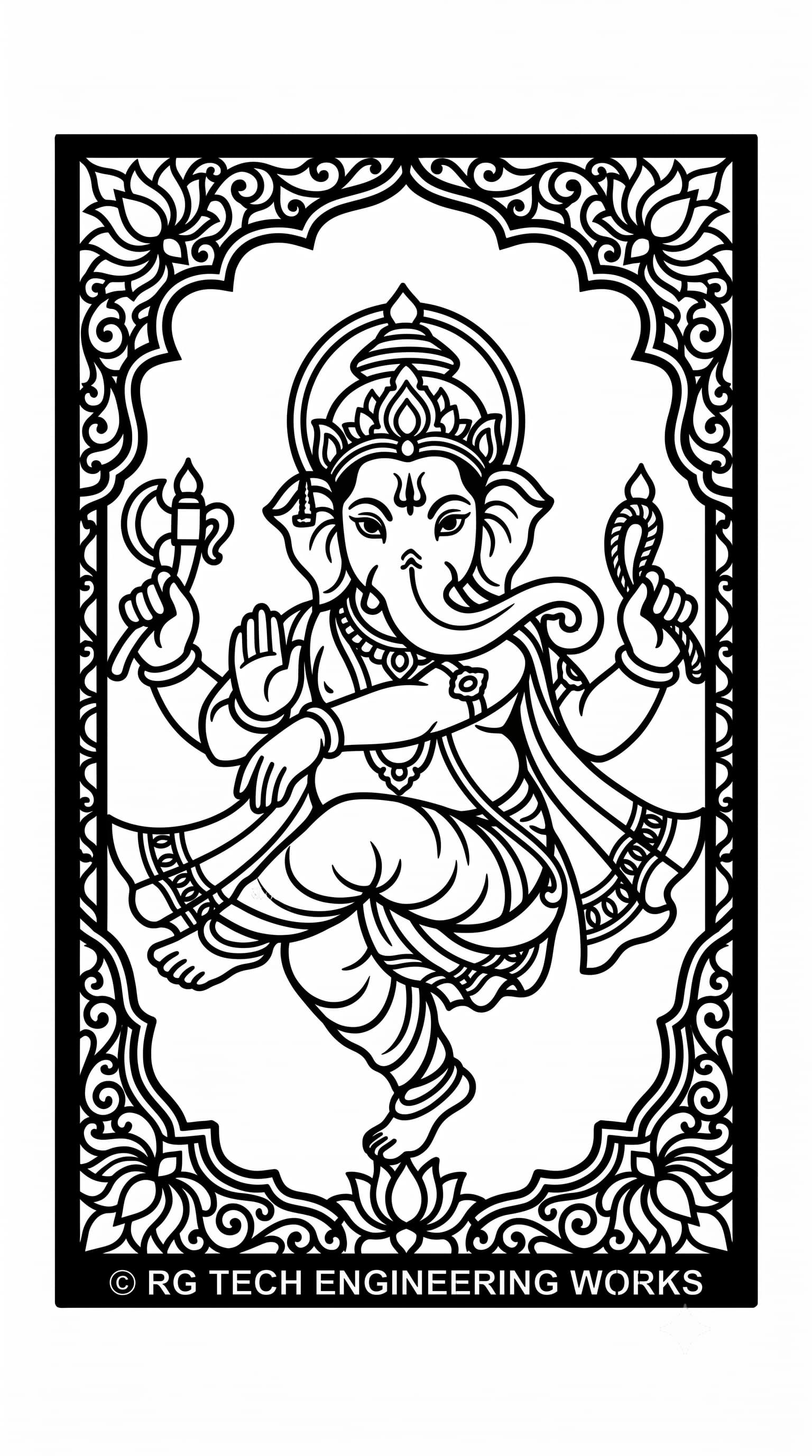 Laser cut Black powder coated mild steel Lord Ganesh design 6 by RG Tech Engineering