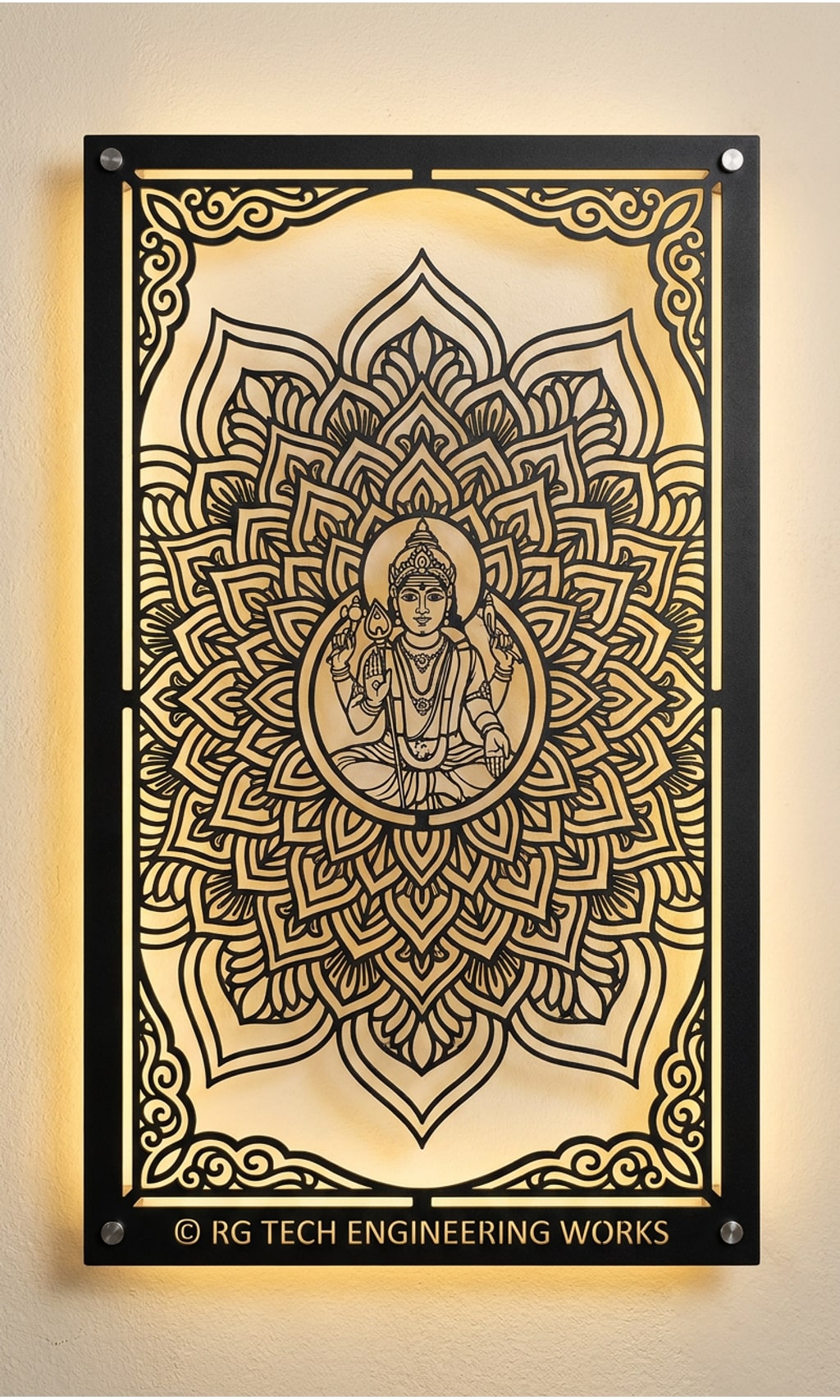 Laser cut Black powder coated mild steel Murugan design 3 by RG Tech Engineering