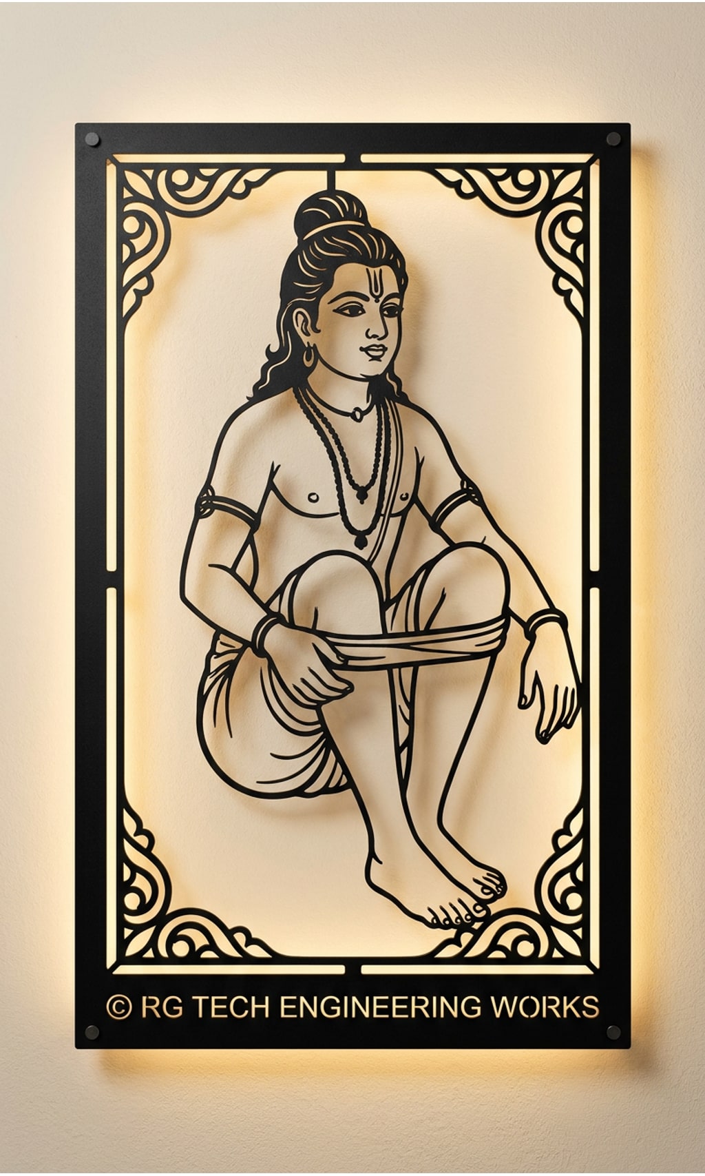 Laser cut Black powder coated mild steel Ayyappa design 6 by RG Tech Engineering